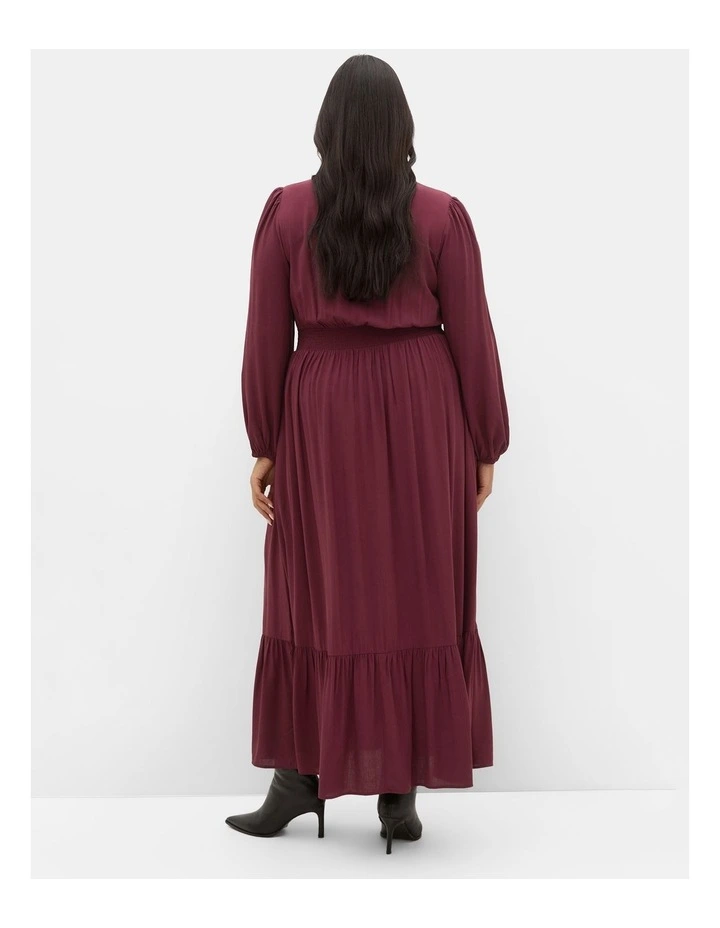 Plus Size Elsie Long Sleeve Maxi Dress in Bordeaux image 2