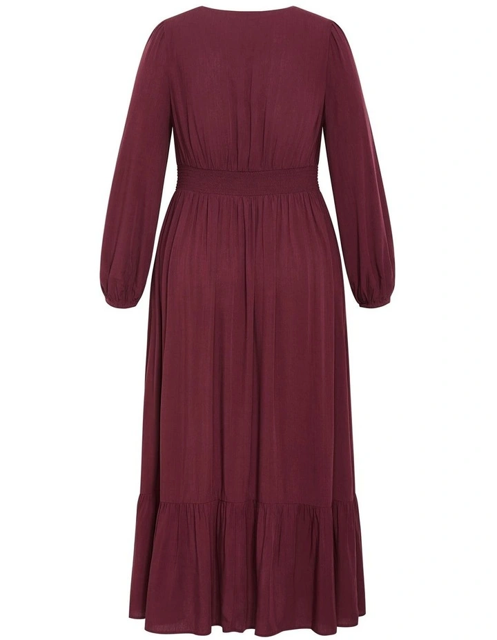 Plus Size Elsie Long Sleeve Maxi Dress in Bordeaux image 4