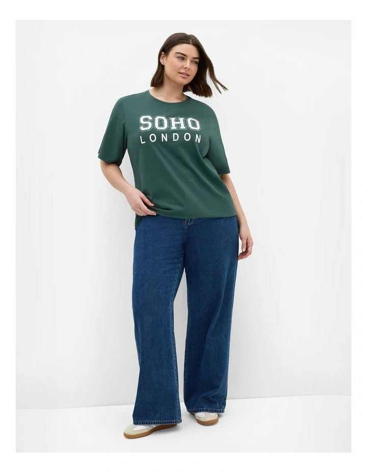 Plus Size Soho Curved Hem Tee in Forest Green image 1