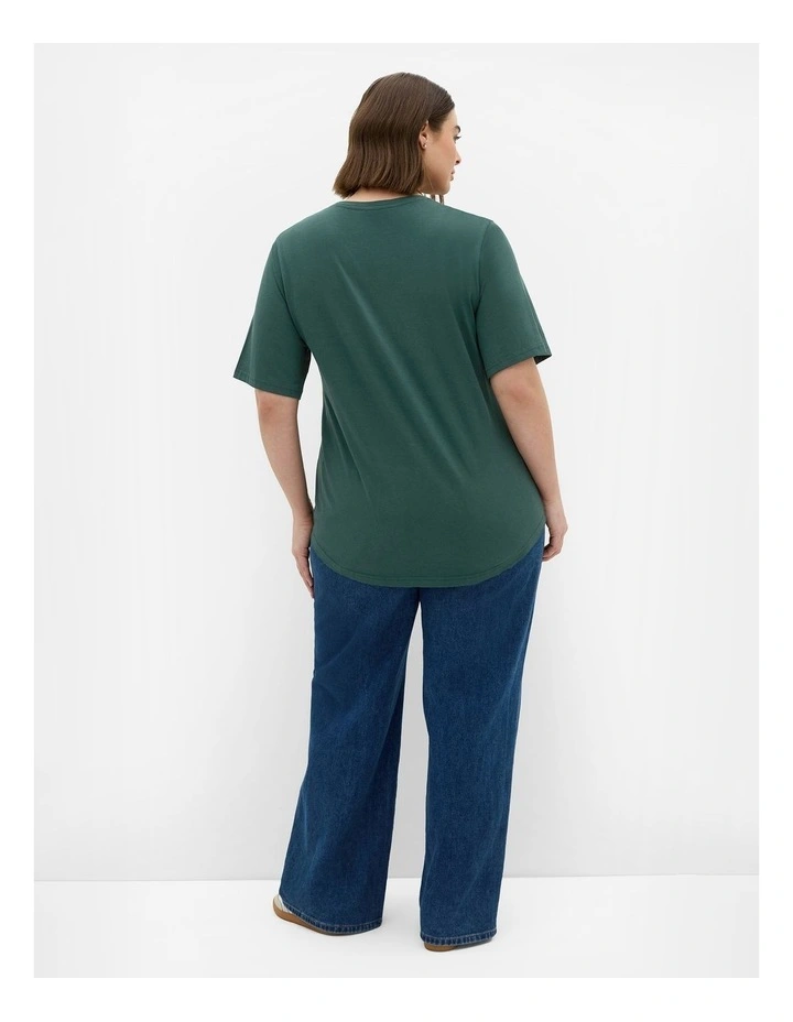 Plus Size Soho Curved Hem Tee in Forest Green image 2
