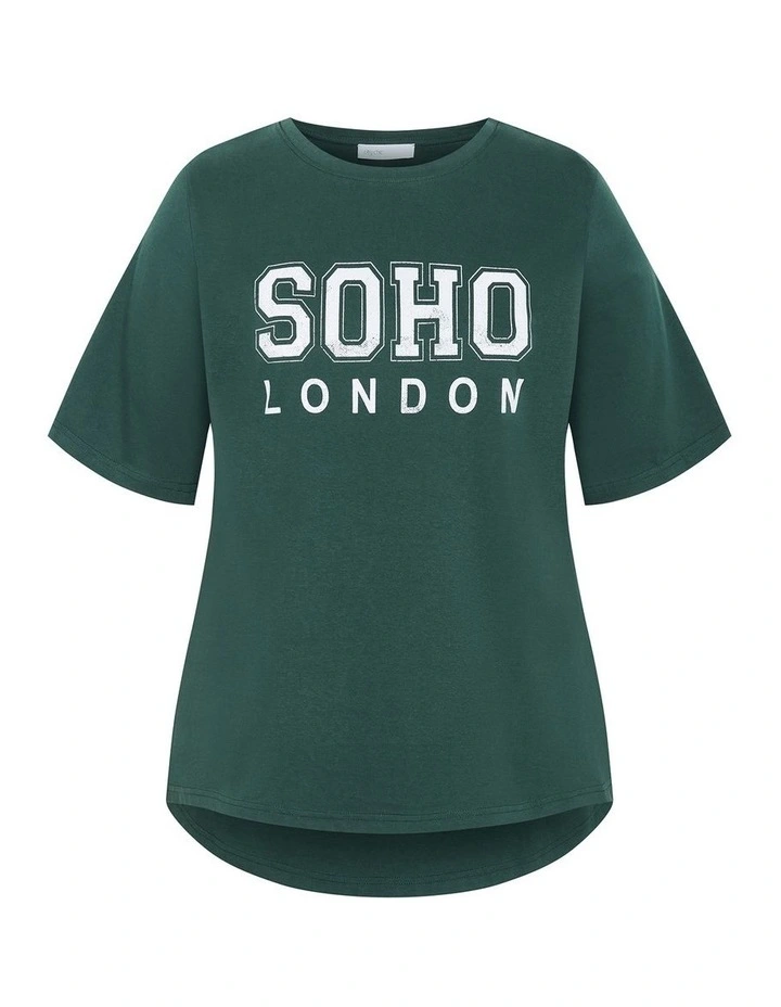 Plus Size Soho Curved Hem Tee in Forest Green image 3