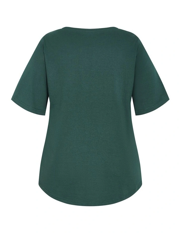 Plus Size Soho Curved Hem Tee in Forest Green image 4