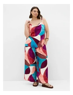 Plus Size Lexi Geometric Print Cowl Neck Top in Purple