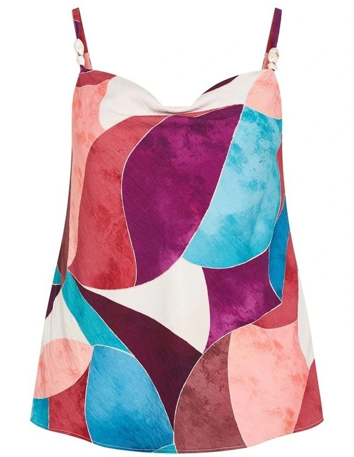 Plus Size Lexi Geometric Print Cowl Neck Top in Purple image 3