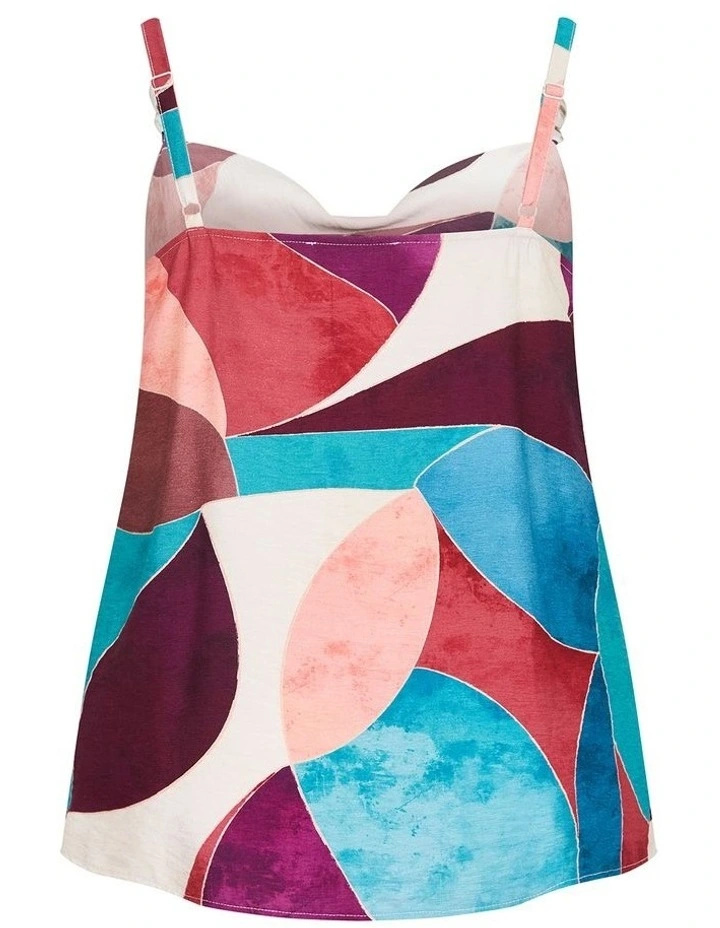 Plus Size Lexi Geometric Print Cowl Neck Top in Purple image 4