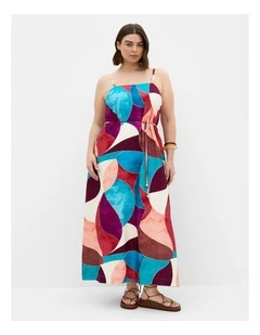 Plus Size Lexi Geometric Print Maxi Dress in Purple