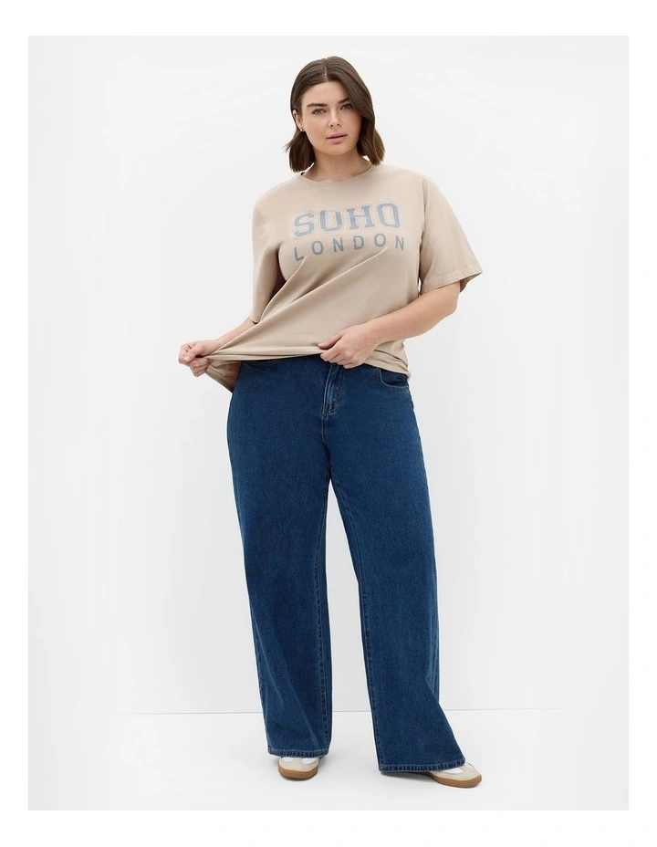 Plus Size Soho Curved Hem Tee in Stone image 1