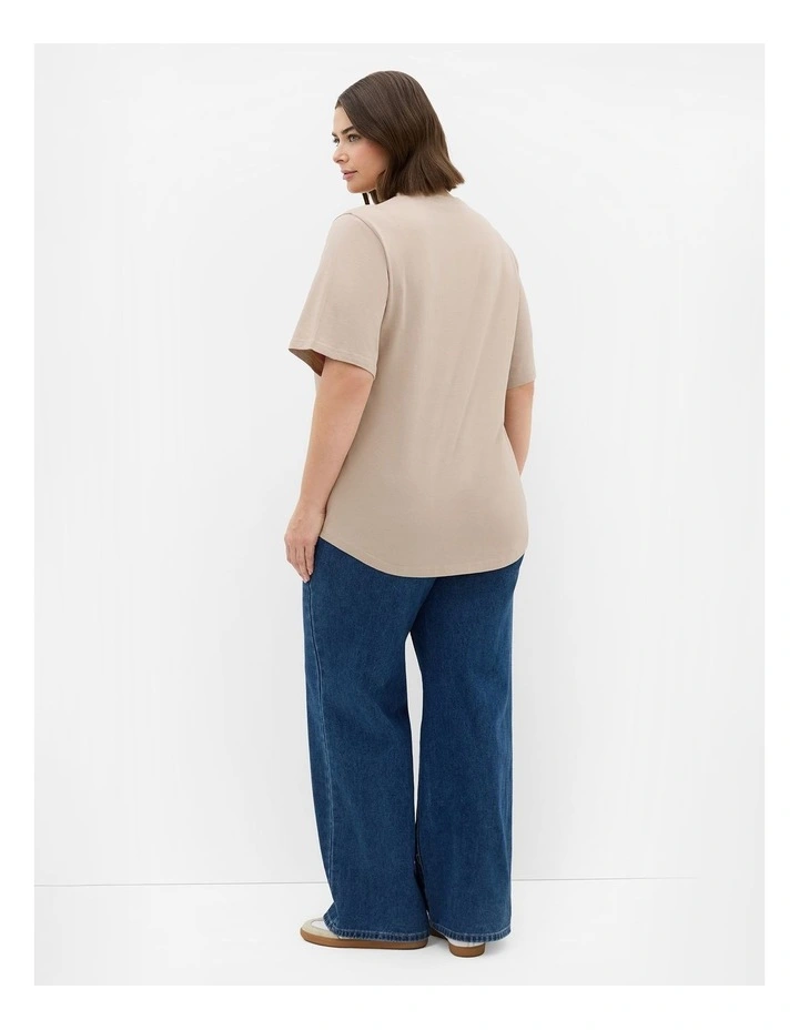 Plus Size Soho Curved Hem Tee in Stone image 2