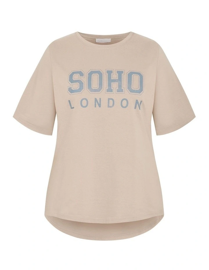Plus Size Soho Curved Hem Tee in Stone image 3