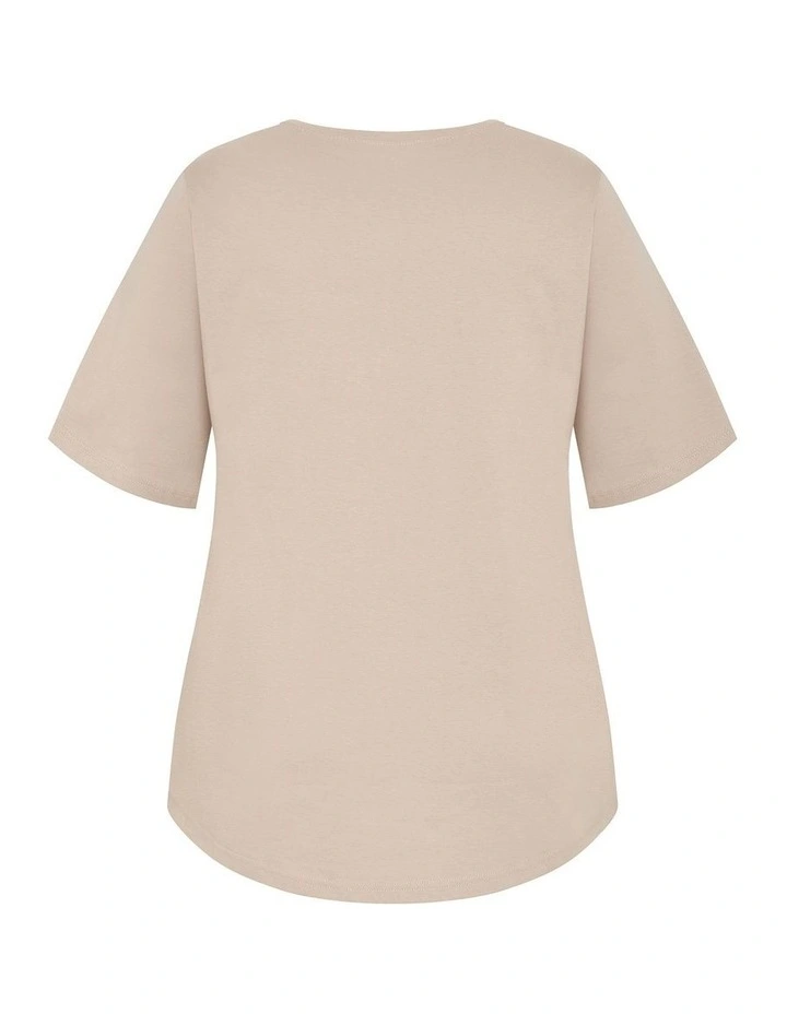Plus Size Soho Curved Hem Tee in Stone image 4