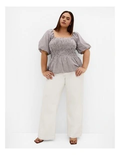Plus Size Belle Gingham Top in Chocolate