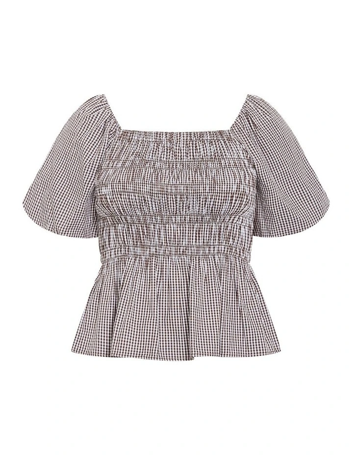 Plus Size Belle Gingham Top in Chocolate image 3
