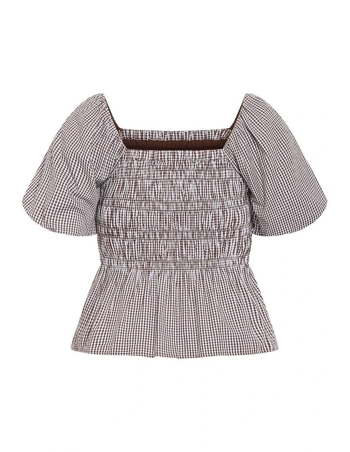 Plus Size Belle Gingham Top in Chocolate image 4