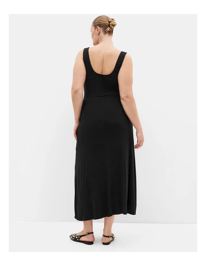 Plus Size Drape Waist Tie Maxi Dress in Black image 2