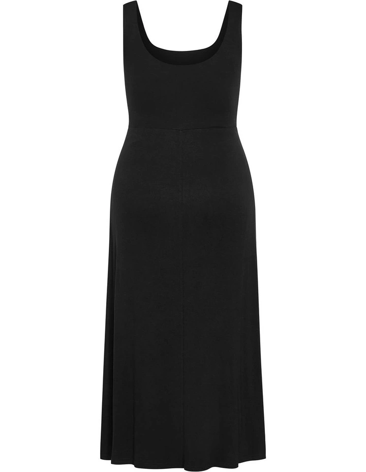 Plus Size Drape Waist Tie Maxi Dress in Black image 3