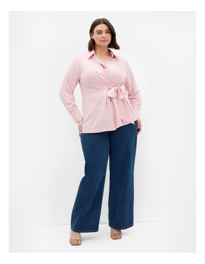 Plus Size Telia Side Tie Shirt in Heavenly Pink image 1