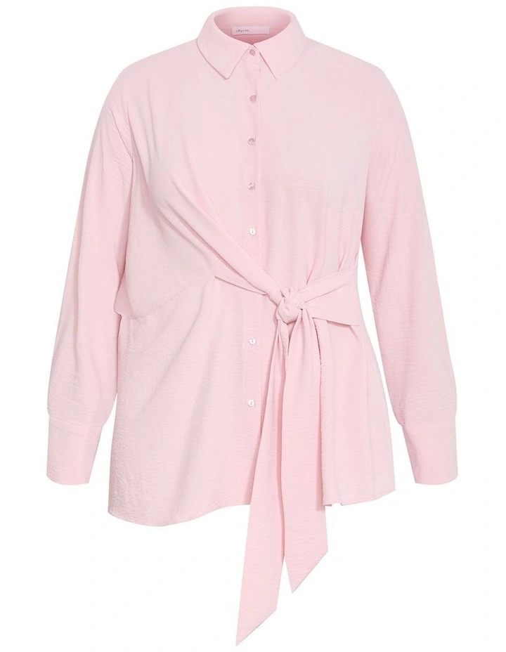 Plus Size Telia Side Tie Shirt in Heavenly Pink image 3