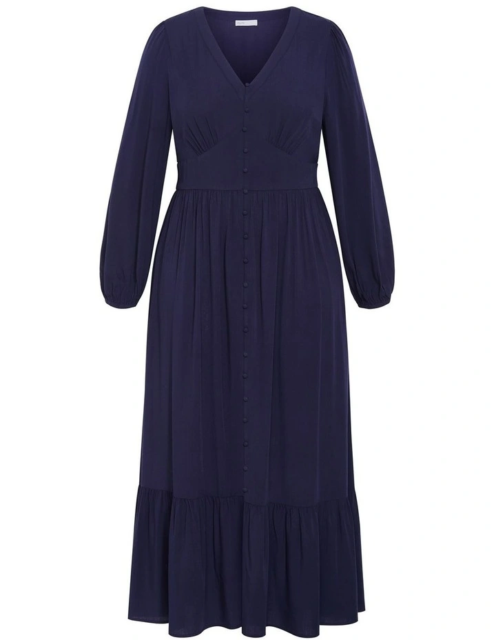Plus Size Elsie Long Sleeve Maxi Dress in Navy image 3