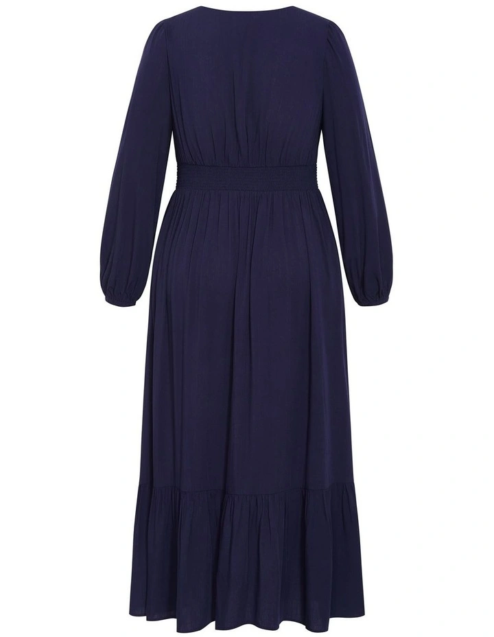 Plus Size Elsie Long Sleeve Maxi Dress in Navy image 4