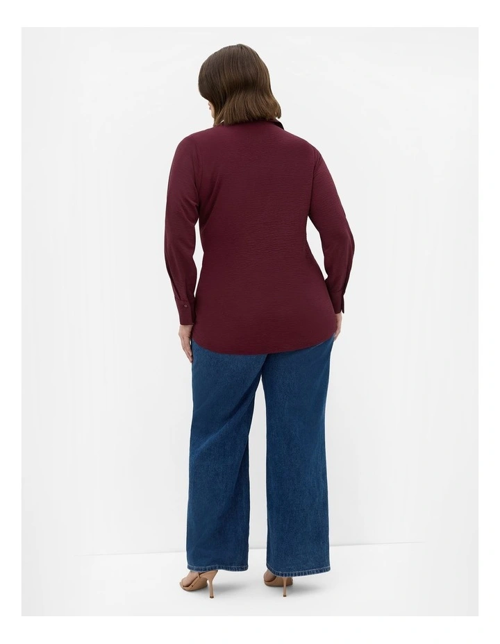 Plus Size Telia Side Tie Shirt in Dark Cherry image 2