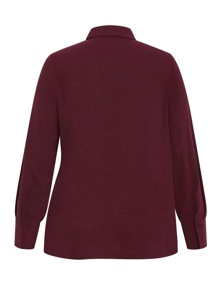 Plus Size Telia Side Tie Shirt in Dark Cherry image 4
