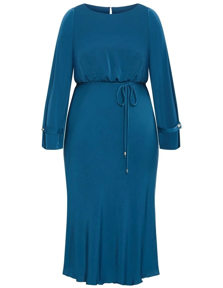 Plus Size Tara Long Sleeve Maxi Dress in Petrol image 3
