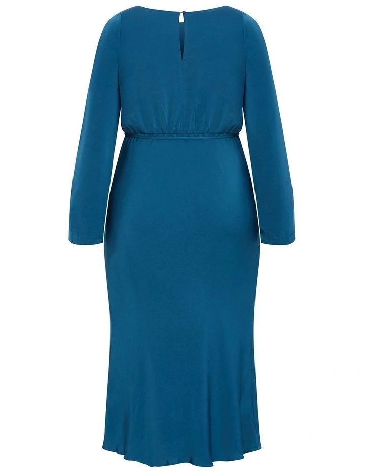 Plus Size Tara Long Sleeve Maxi Dress in Petrol image 4