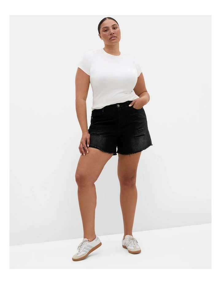 Plus Size Hannah Rip Denim Short in Black image 1