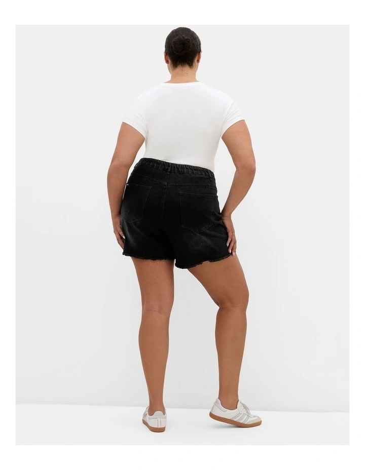 Plus Size Hannah Rip Denim Short in Black image 2