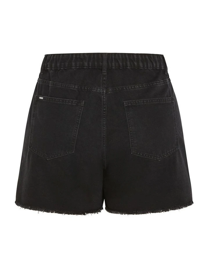 Plus Size Hannah Rip Denim Short in Black image 4