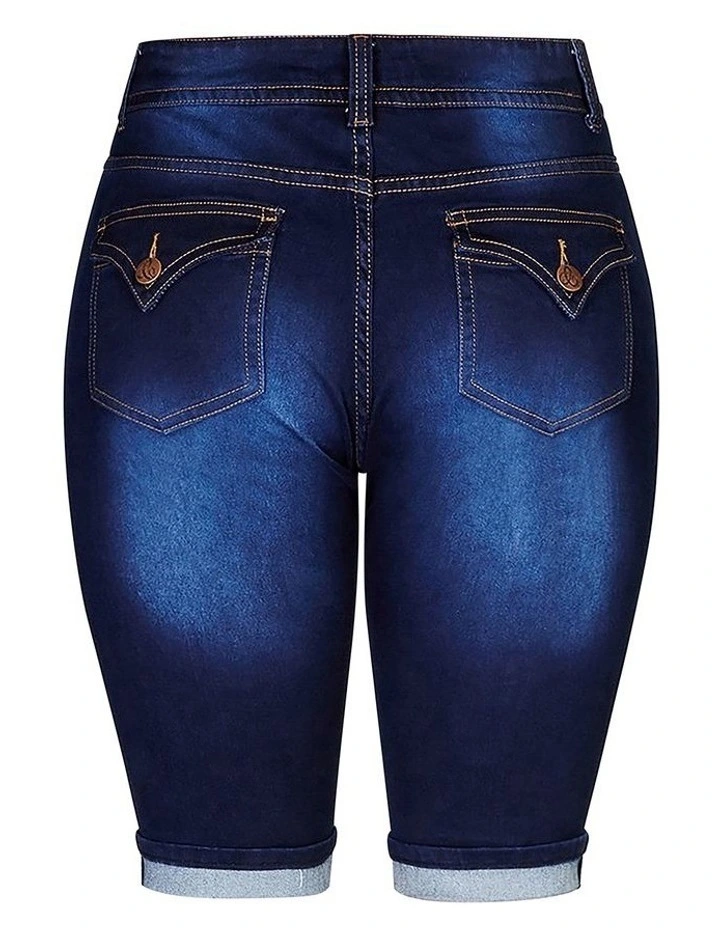 Plus Size Killer Pins Denim Short in Dark Wash image 4