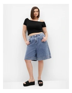 Plus Size Harley Fit Bermuda Denim Short in Light Wash