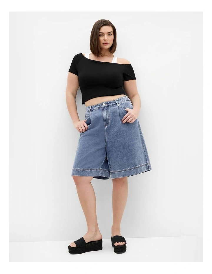 Plus Size Harley Fit Bermuda Denim Short in Light Wash image 1