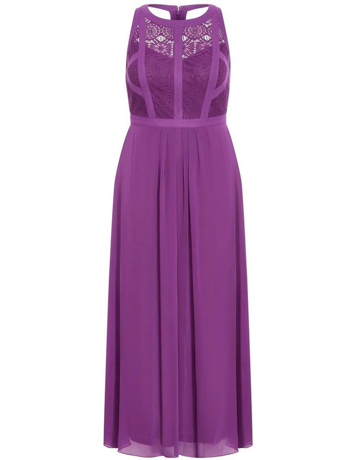 Plus Size Panelled Bodice Maxi Dress in Hollyhock image 3