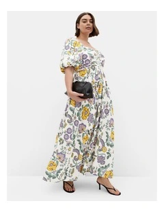 Plus Size Ellea Floral Print Maxi Dress in Ivory