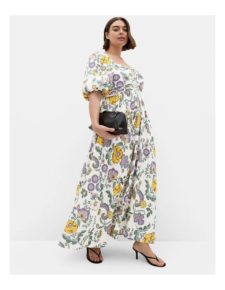 Plus Size Ellea Floral Print Maxi Dress in Ivory image 1