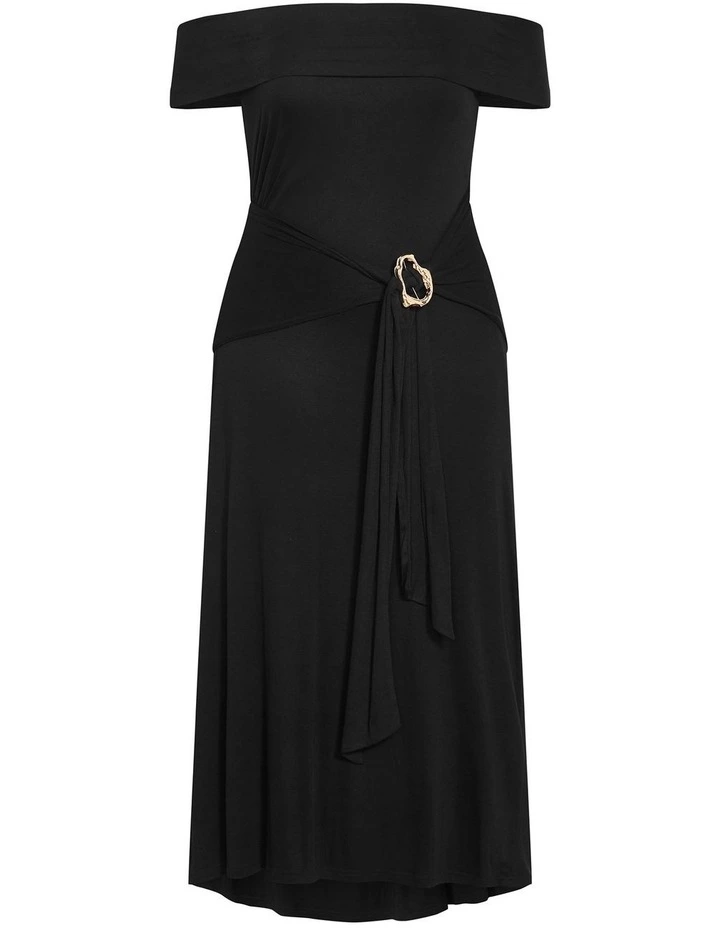 Plus Size Drape Off Shoulder Maxi Dress in Black image 3