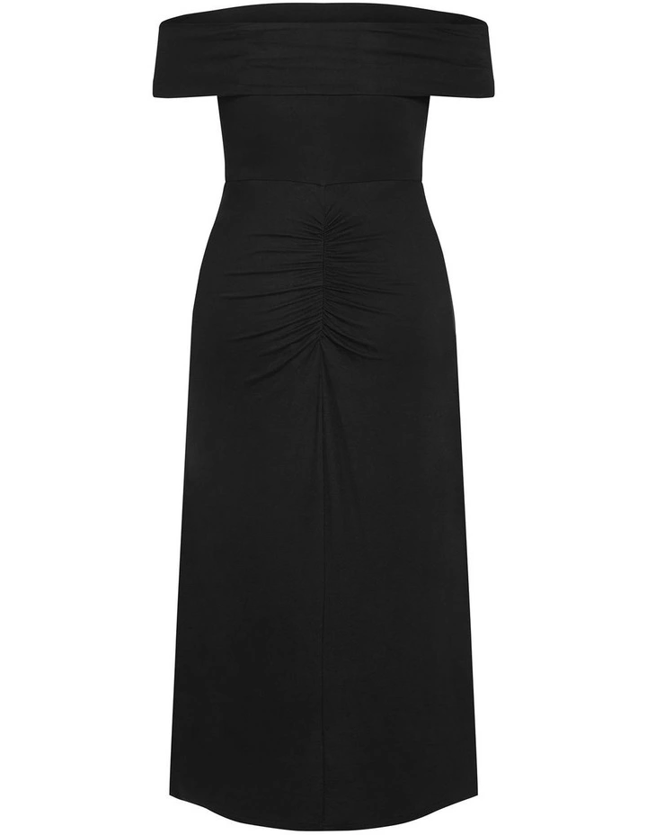 Plus Size Drape Off Shoulder Maxi Dress in Black image 4