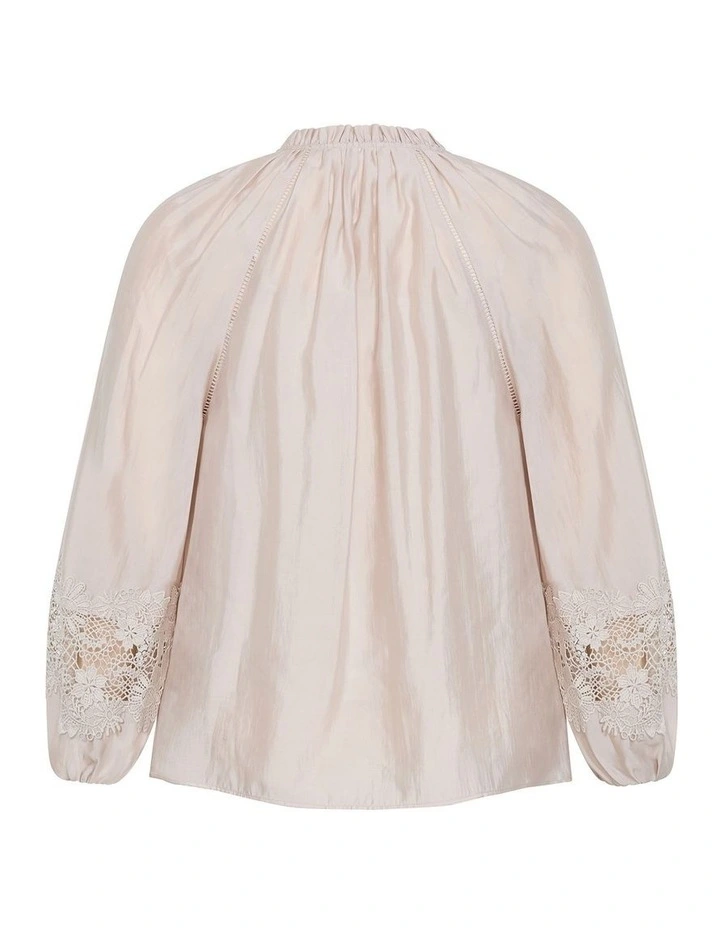 Plus Size Sofia Lace Trim Detail Shirt in Cream image 4