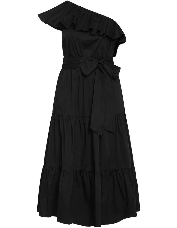 Plus Size Farrah One Shoulder Ruffle Dress in Black image 3