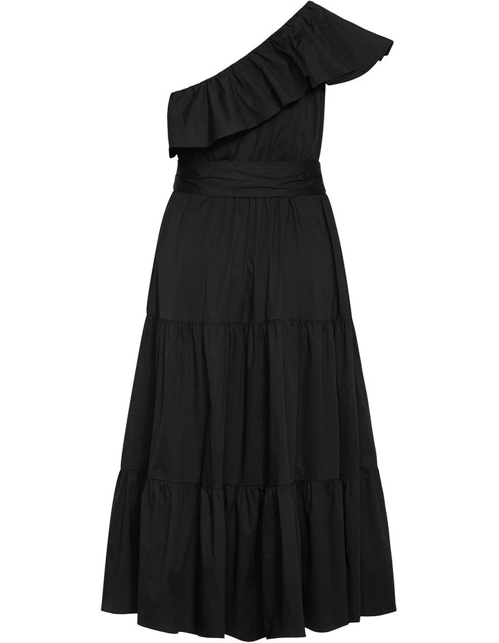 Plus Size Farrah One Shoulder Ruffle Dress in Black image 4