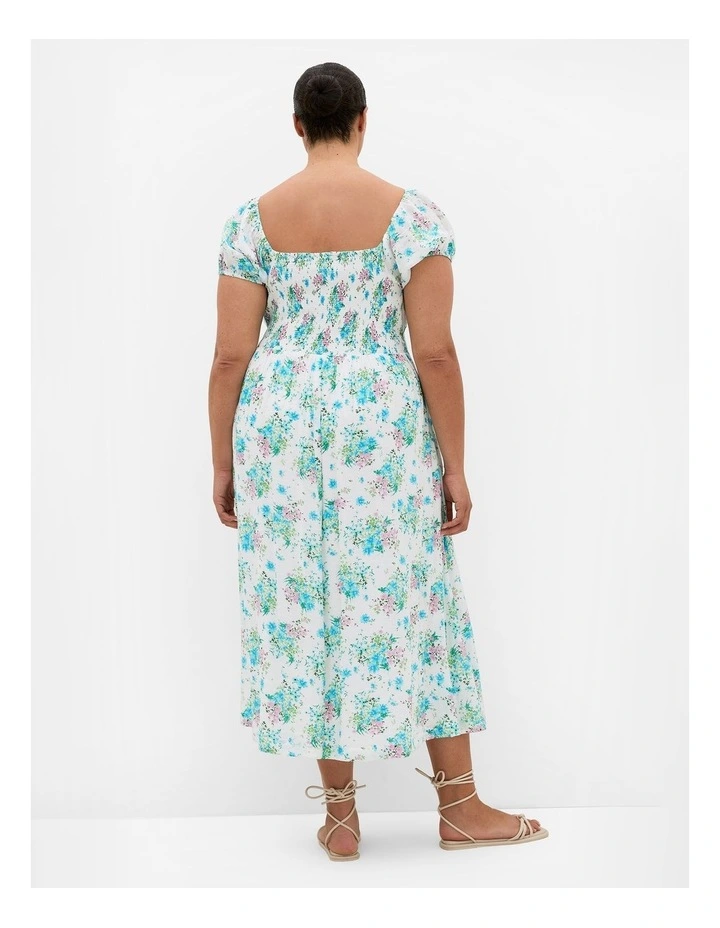 Plus Size Abbigail Voile Floral Print Dress in White image 2
