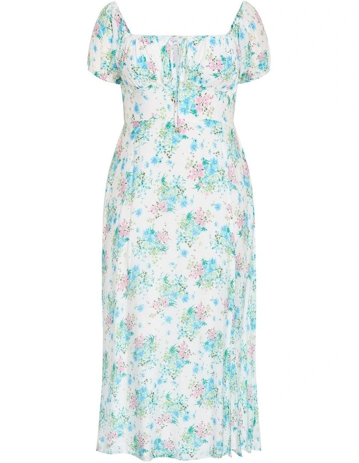 Plus Size Abbigail Voile Floral Print Dress in White image 3