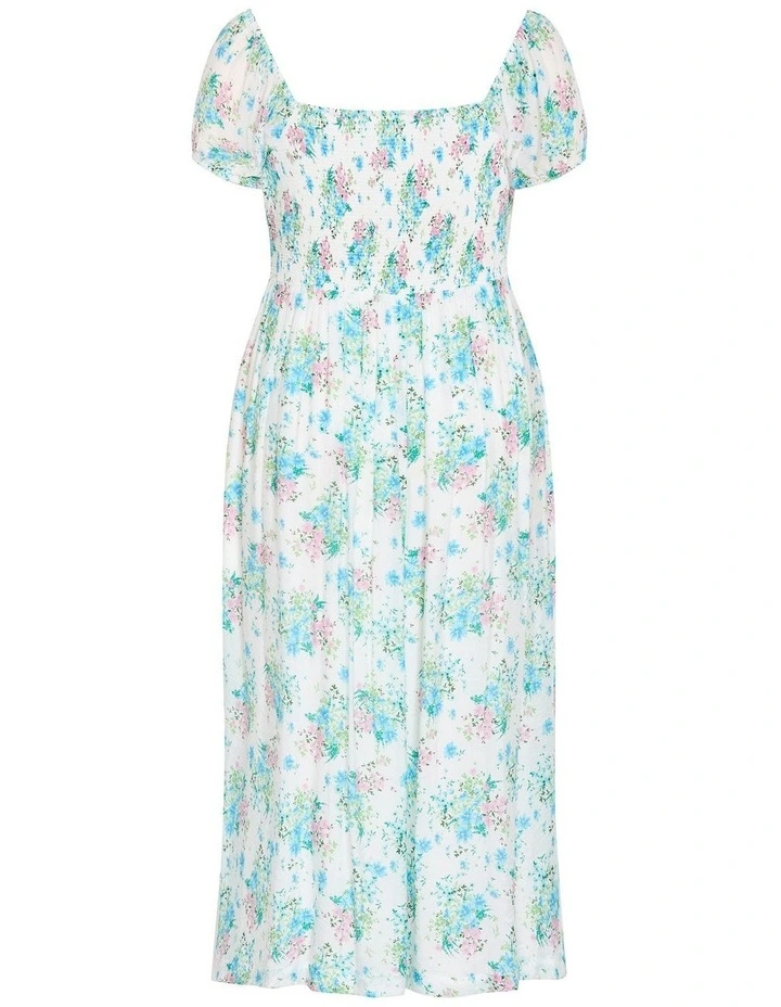Plus Size Abbigail Voile Floral Print Dress in White image 4