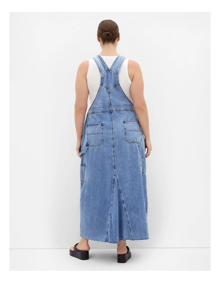 Plus Size Pinafore Denim Maxi Dress in Light Wash image 2