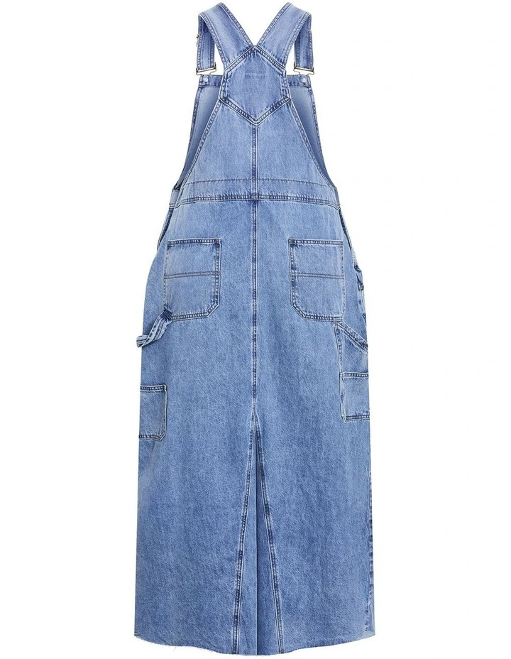 Plus Size Pinafore Denim Maxi Dress in Light Wash image 4