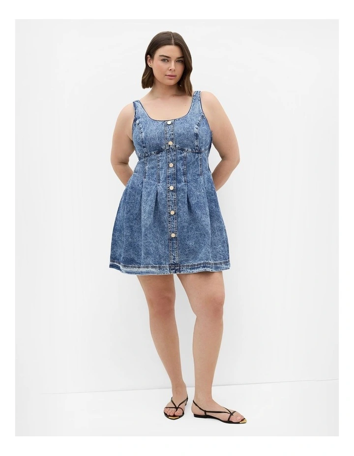 Plus Size Alexa Denim Mini Dress in indigo Wash image 1