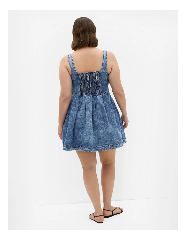 Plus Size Alexa Denim Mini Dress in indigo Wash image 2