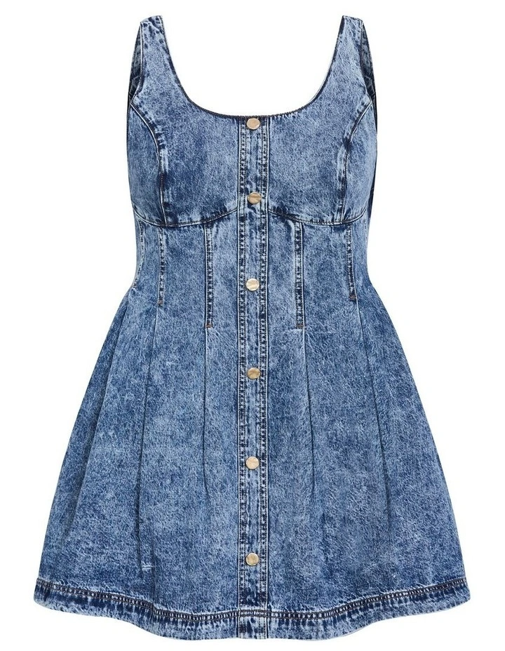 Plus Size Alexa Denim Mini Dress in indigo Wash image 3