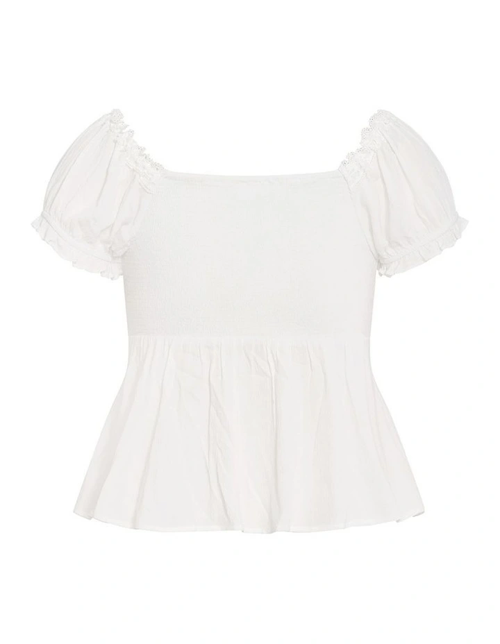 Plus Size Vintage Dreams Puff Sleeve Top in Ivory image 4